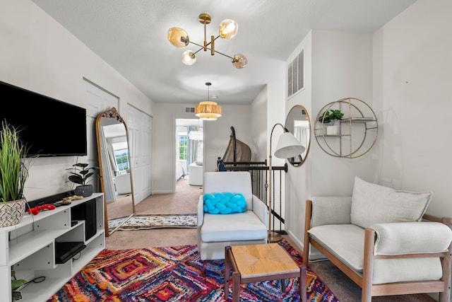 5938 Bears Run Rd, Columbus, OH 43232 - sitting room with a chandelier, light colored carpet, and baseboards