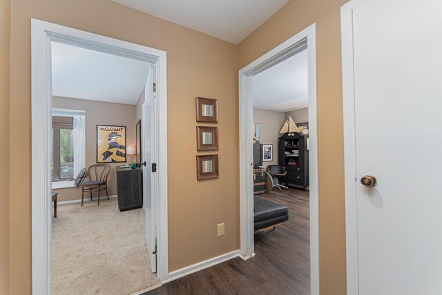 91 Glen Dr, Worthington, OH 43085 - corridor with baseboards and dark wood finished floors