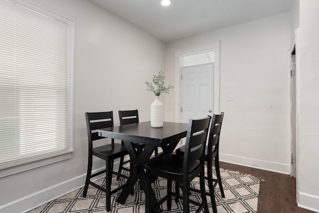 238 E Barthman Ave, Columbus, OH 43207 - dining area with recessed lighting, baseboards, and dark wood-style flooring