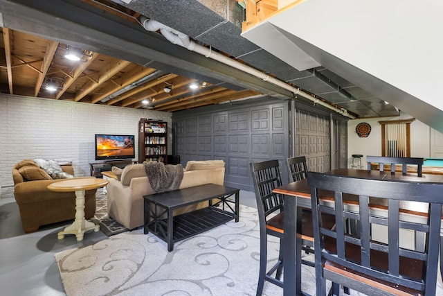 living room with concrete flooring