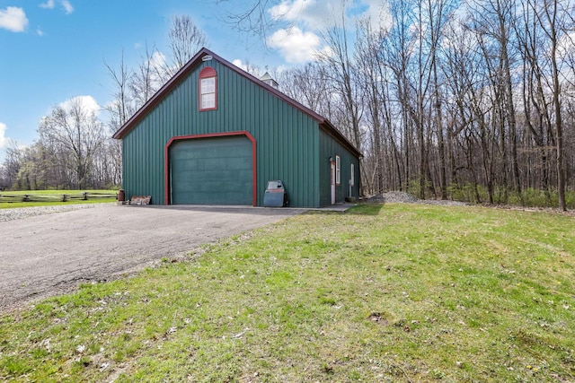 detached garage with driveway