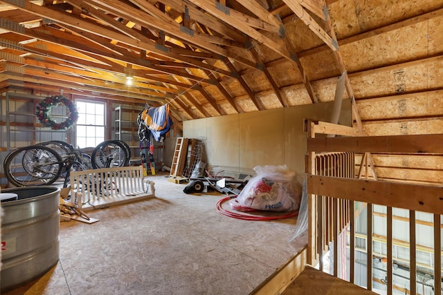 view of unfinished attic