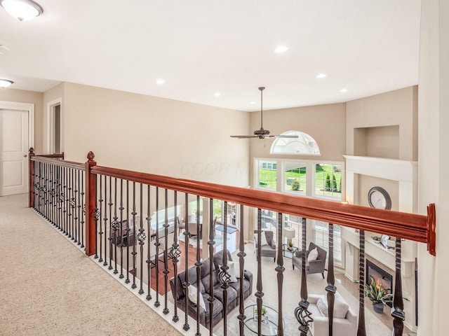 7766 Dickens Ct, Delaware, OH 43015 - hallway featuring carpet floors and recessed lighting
