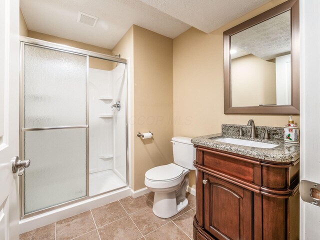 7766 Dickens Ct, Delaware, OH 43015 - full bath featuring tile patterned floors, toilet, a stall shower, baseboards, and vanity