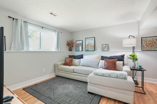 5133 Hidden View Dr, Hilliard, OH 43026 - living room featuring light wood-style floors, baseboards, and a textured ceiling