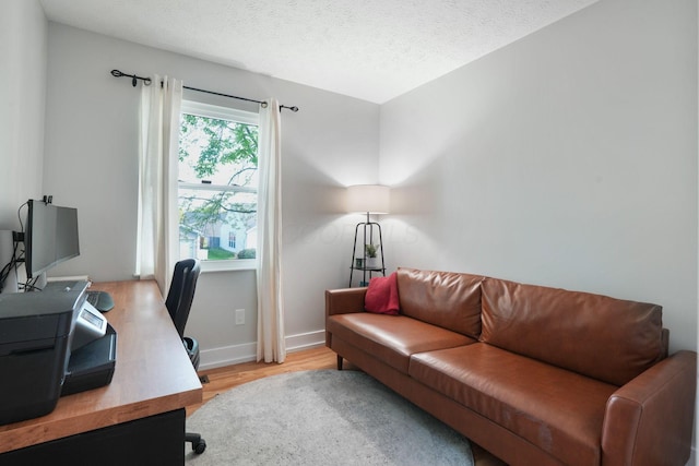 5133 Hidden View Dr, Hilliard, OH 43026 - office featuring light wood-style flooring, a textured ceiling, and baseboards
