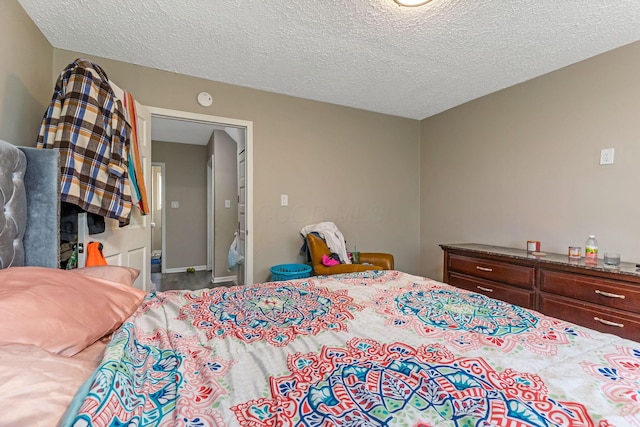 bedroom with a textured ceiling