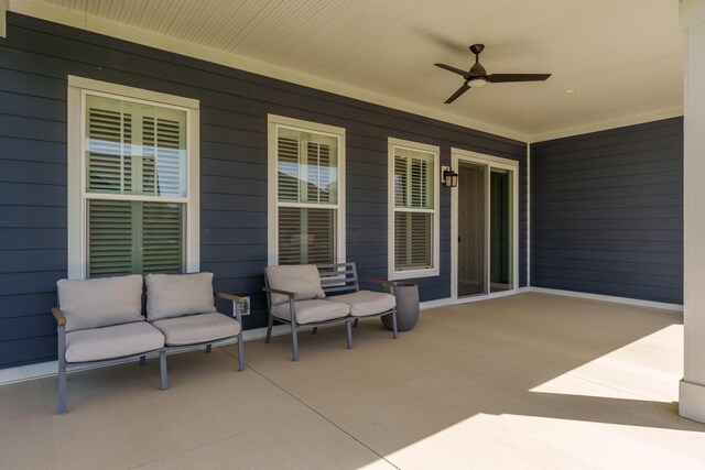 view of patio / terrace featuring ceiling fan