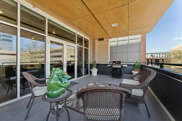 balcony with area for grilling