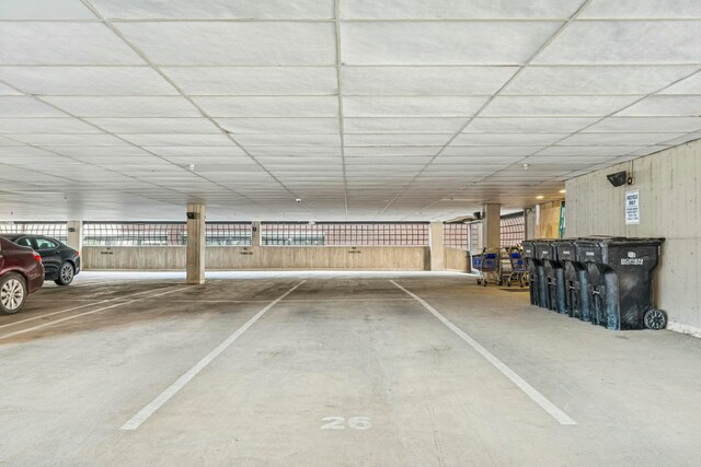 view of parking garage