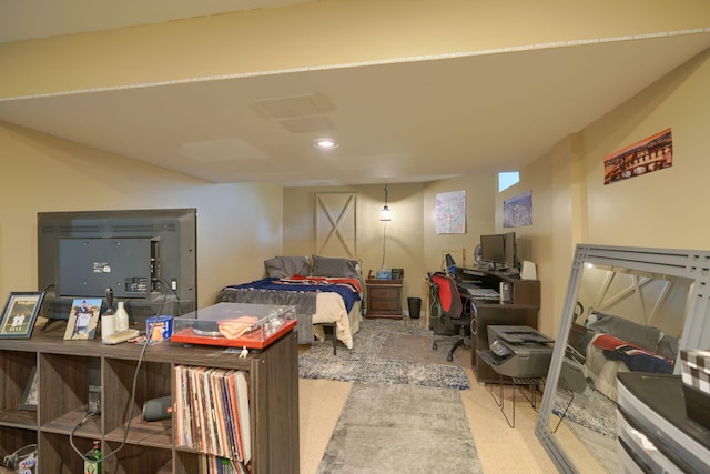 bedroom with recessed lighting