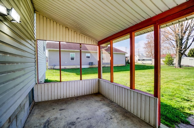 view of unfurnished sunroom