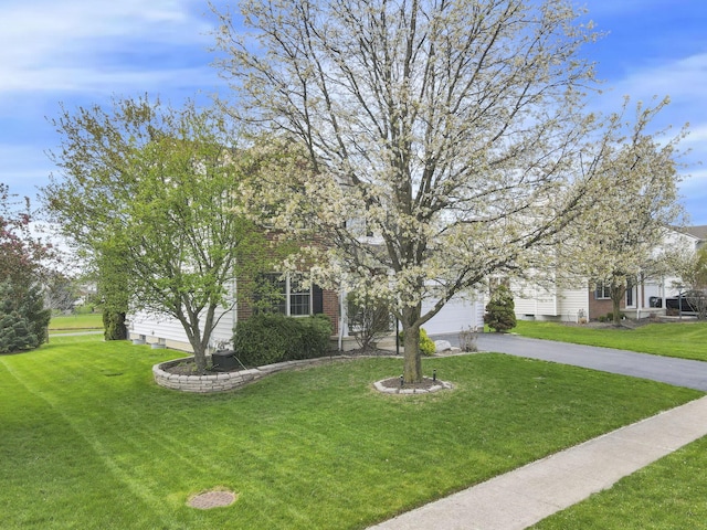 view of front of home with a front lawn and driveway
