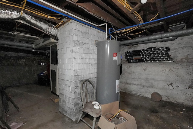 940 3rd St, Logan, OH 43138 - unfinished basement with water heater