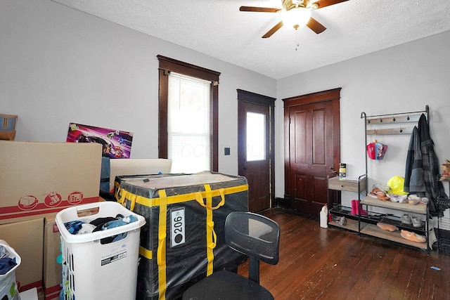 940 3rd St, Logan, OH 43138 - playroom with a ceiling fan, wood-type flooring, and a textured ceiling