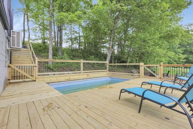 62579 Dunkle Creek Rd, Mcarthur, OH 45651 - view of pool featuring a wooden deck and stairway