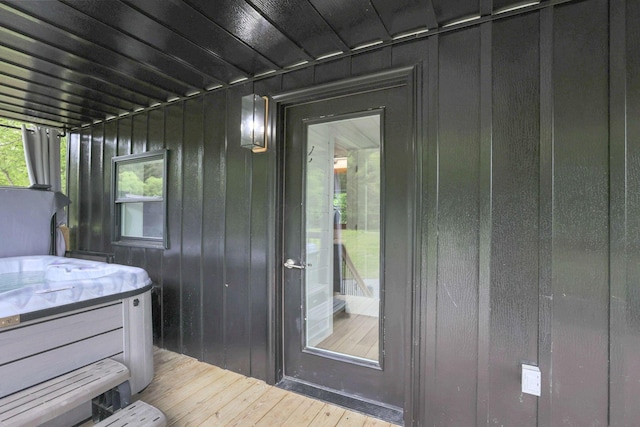 62579 Dunkle Creek Rd, Mcarthur, OH 45651 - entrance to property featuring a hot tub and a wooden deck