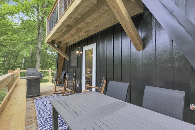 62579 Dunkle Creek Rd, Mcarthur, OH 45651 - wooden terrace with area for grilling and outdoor dining space