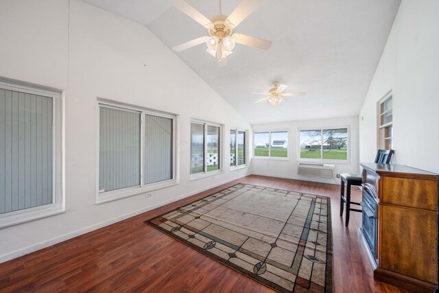 unfurnished sunroom with a wall unit AC