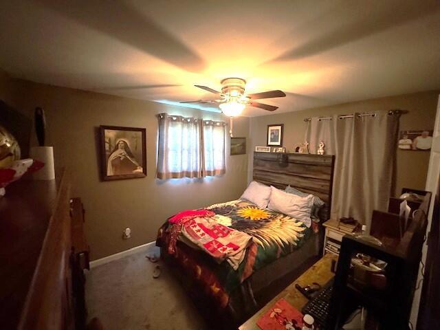 1031 S Washington St, Circleville, OH 43113 - bedroom with carpet, a ceiling fan, and baseboards