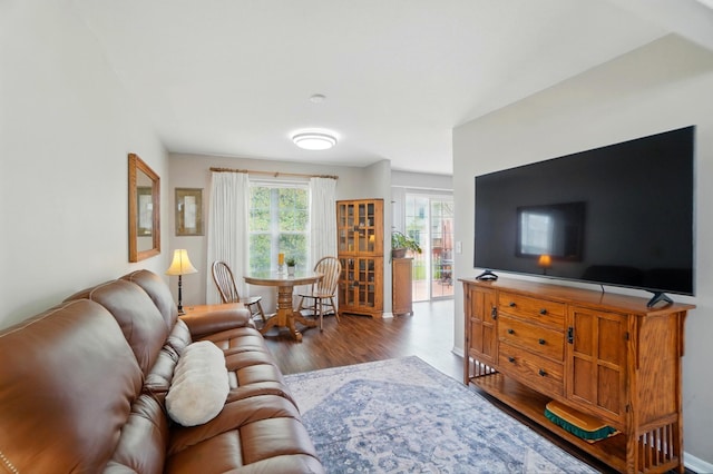 living area with wood finished floors