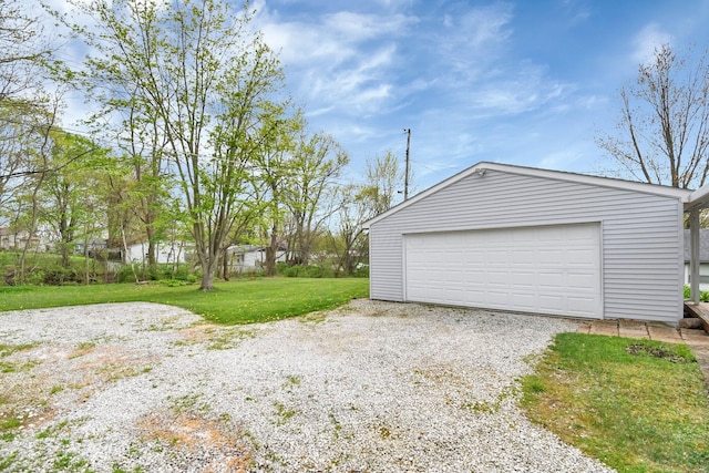 view of detached garage