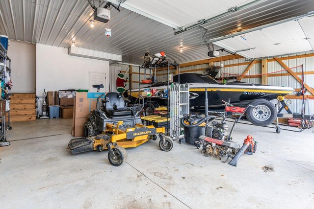 garage with a garage door opener