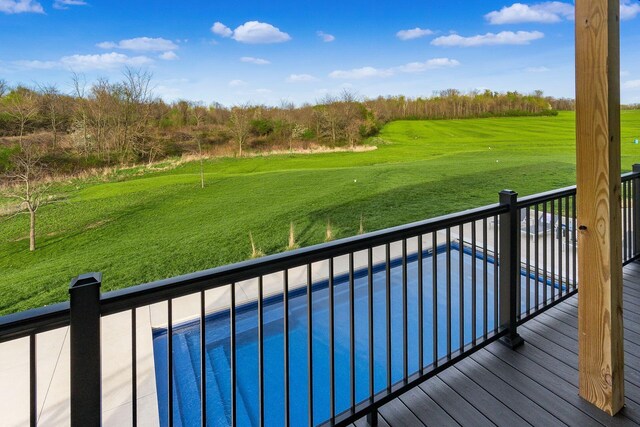 deck with golf course view