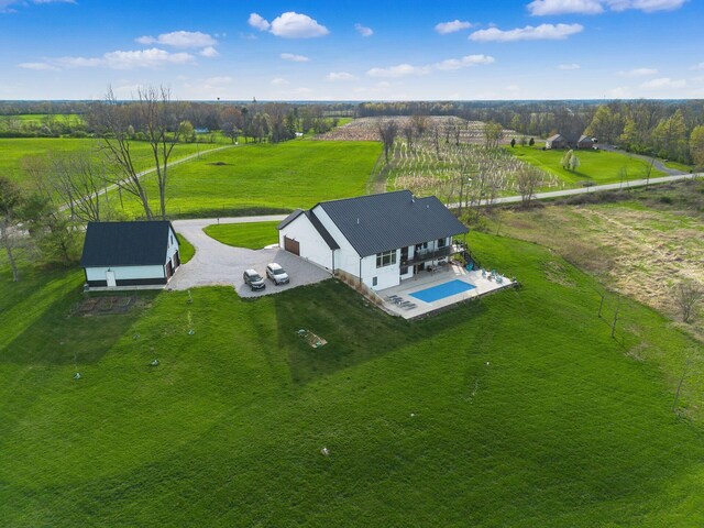 aerial view featuring a rural view