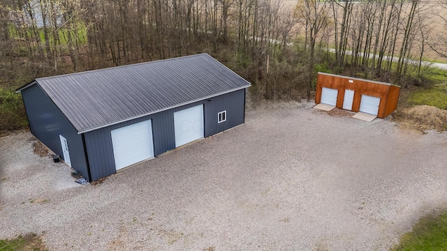 view of detached garage