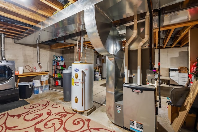 utilities featuring washer / dryer and gas water heater
