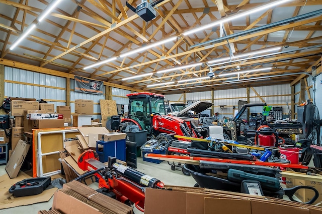 garage with metal wall
