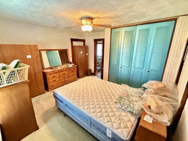 15825 State Route 207, Mount Sterling, OH 43143 - carpeted bedroom featuring a ceiling fan, wallpapered walls, and a closet