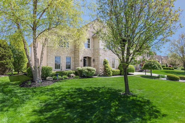 6509 Spring Run Dr, Westerville, OH 43082 - view of front of house featuring a front yard and stone siding
