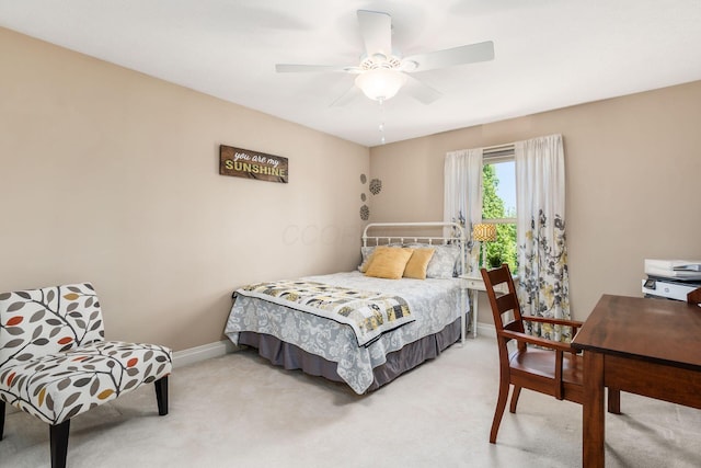 6509 Spring Run Dr, Westerville, OH 43082 - bedroom featuring baseboards, ceiling fan, and light carpet