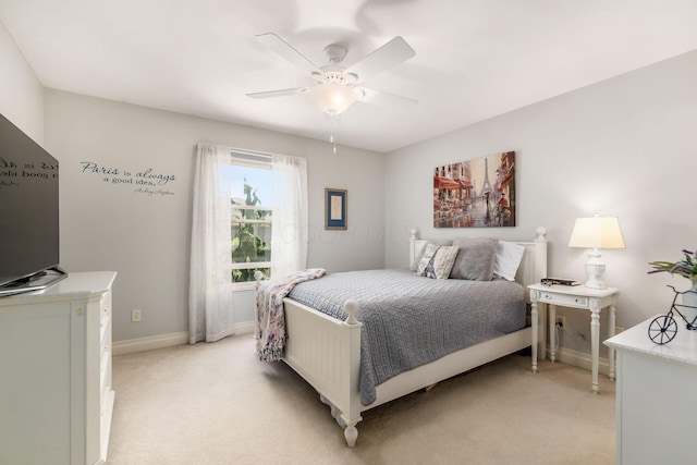 6509 Spring Run Dr, Westerville, OH 43082 - bedroom featuring a ceiling fan, baseboards, and light carpet