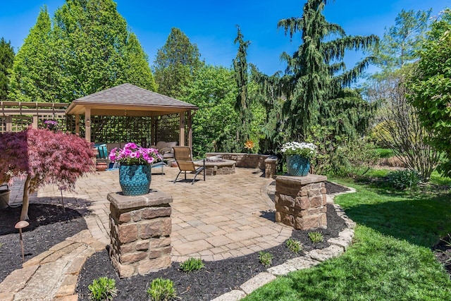 6509 Spring Run Dr, Westerville, OH 43082 - view of patio featuring a gazebo and an outdoor fire pit