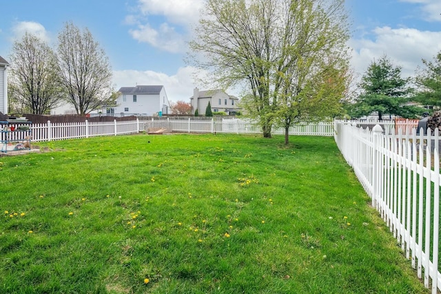 view of yard featuring a fenced backyard