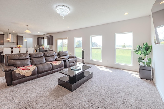 9295 Dewitt Dr, Plain City, OH 43064 - living room featuring recessed lighting and carpet