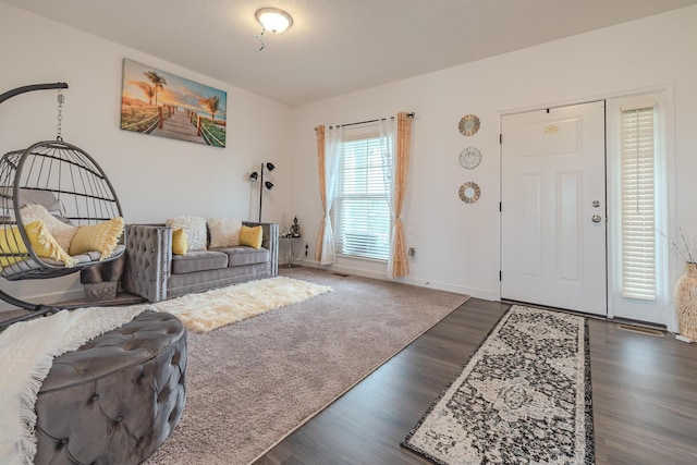 9295 Dewitt Dr, Plain City, OH 43064 - living room featuring baseboards and wood finished floors