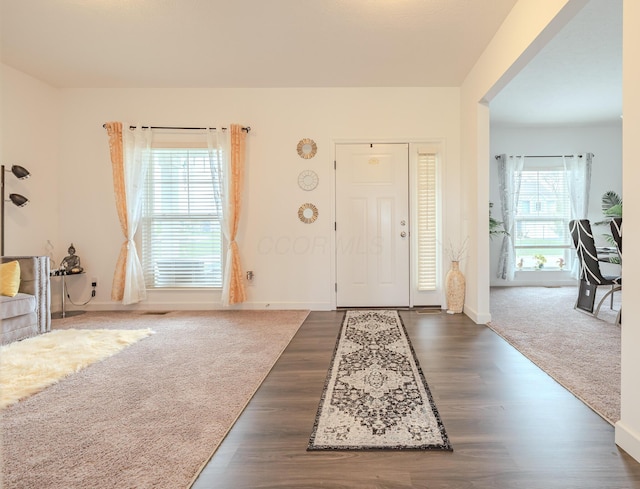 9295 Dewitt Dr, Plain City, OH 43064 - foyer entrance featuring baseboards and wood finished floors