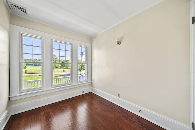 1812 Newark Granville Rd, Granville, OH 43023 - unfurnished room featuring healthy amount of natural light, baseboards, dark wood-type flooring, and ornamental molding