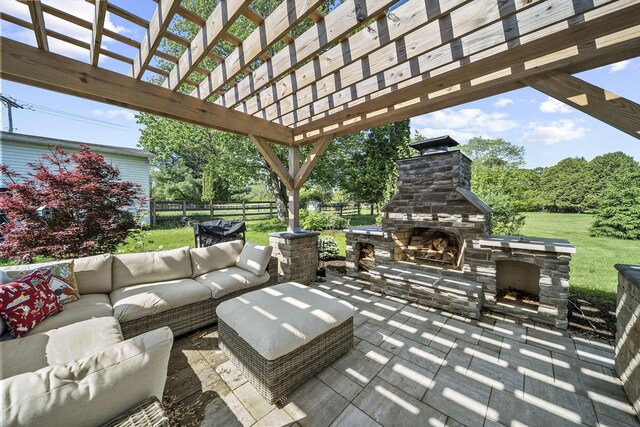 1812 Newark Granville Rd, Granville, OH 43023 - view of patio / terrace featuring an outdoor living space with a fireplace and a pergola