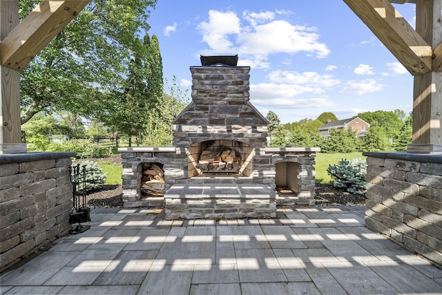 1812 Newark Granville Rd, Granville, OH 43023 - view of patio / terrace with an outdoor stone fireplace
