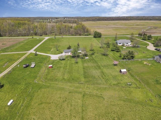 aerial view with a rural view