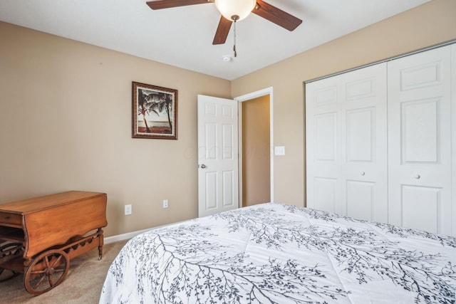 2128 Clay Stone Pl, Reynoldsburg, OH 43068 - bedroom featuring ceiling fan, a closet, baseboards, and carpet floors