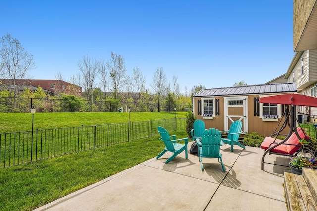 2128 Clay Stone Pl, Reynoldsburg, OH 43068 - view of patio / terrace with central AC, a fenced backyard, and an outdoor structure