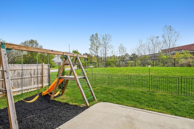 2128 Clay Stone Pl, Reynoldsburg, OH 43068 - view of jungle gym featuring fence and a lawn