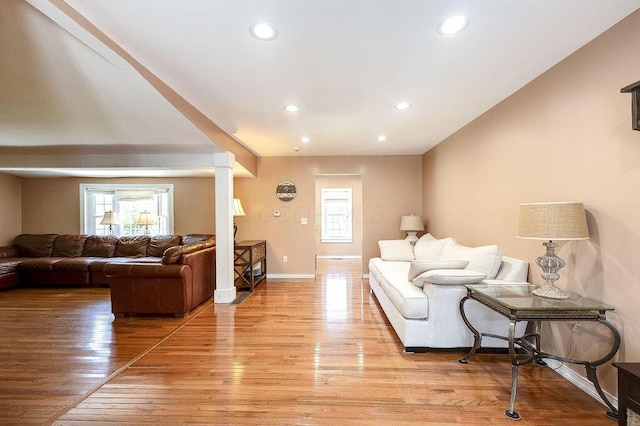 8028 Concord Rd, Johnstown, OH 43031 - living area featuring light wood-type flooring, recessed lighting, and baseboards