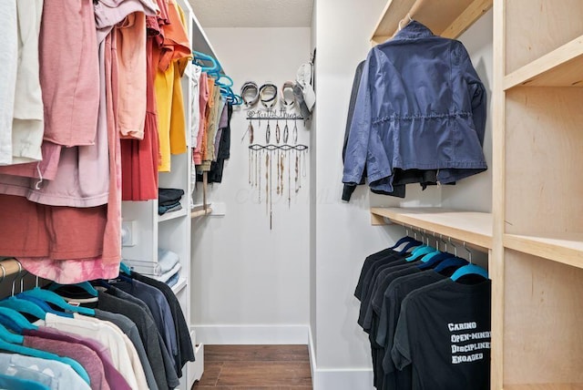 spacious closet with wood finished floors